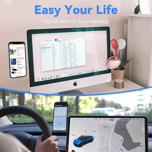 Magnetisk Laptoptelefonhållare, Justerbar Kontinuitetskamerafäste Kompatibel med MagSafe & för iOS 16 / macOS Ventura, Slank Bärbar Dator Exp ContinuityCamSilver