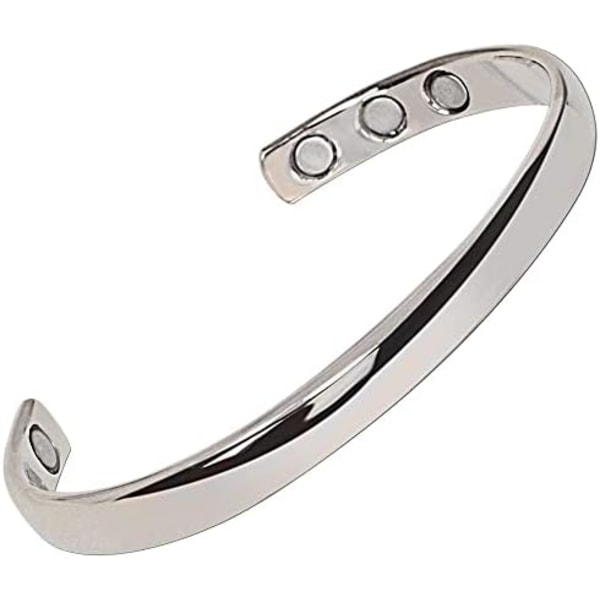 Kobbermagnetisk armbånd med sølvfinish for menn og kvinner - ekstra sterke magneter Silver