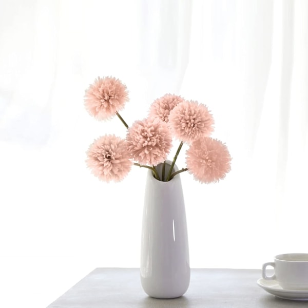 Konstgjorda krysantemumkulor, konstgjord hortensia bukett, siden falska krysantemumväxter för inomhus, utomhus, trädgård, blomsterarrangemang Light Pink