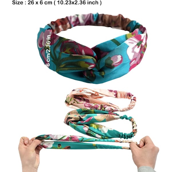 Bandanas til kvinder, elastiske hårbånd, bløde, 1 stk., sommerlige boho-hovedbånd, printede håraccessories til piger, yoga-sportshårbånd, tynde hårbånd, 25 25 1 count (Pack of 1)