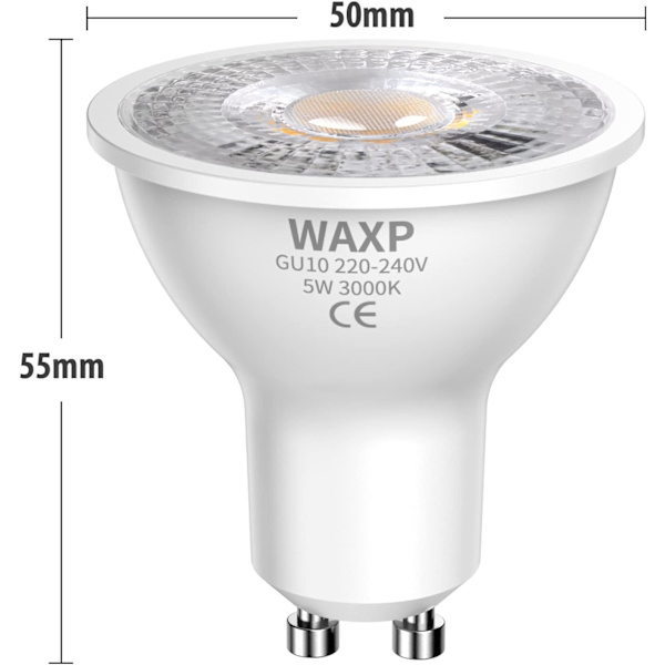 LED-spotlightlampor Varmvitt 5W, 3000K, 365lm, Flimmerfri, Energisparande Lampor Motsvarande 40-50W GU10 Halogen Spotlight Lampor 10 Pack Warm White