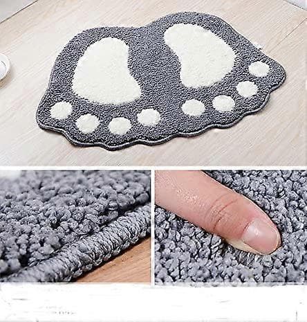 Skridsikker og absorberende bademåtte, Big Feet design, polyester, brun, 40 x 60 cm