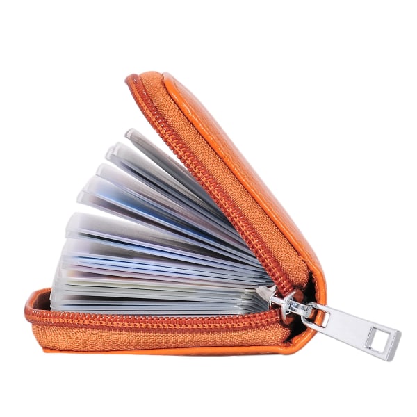 Kreditkortholder i ægte læder ID Visitkorttaske Pung Pung til mænd og kvinder (brun)