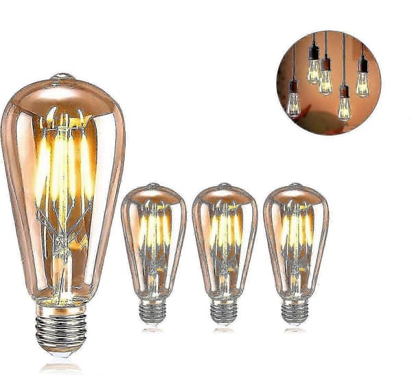 4 stk. Edison retro lyspærer, retro lyspærer LED dekorative lyspærer, E27-ST64-8W