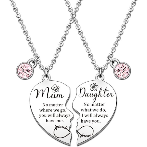 2 st. Mamma & Dotter Hjärtformade Halsband Set - Present till Mamma Mors Dag Födelsedag Presenter från Dotter