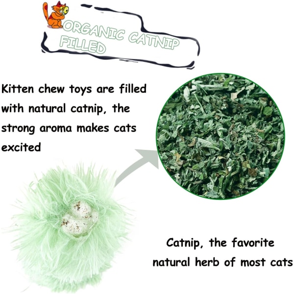 Kattemynteleker for katter, 4 stk interaktive plysjkattunge tyggeleker Innebygd kattemynte og lydpapir, bitebestandige kattemynteleker for innekatter kattunge