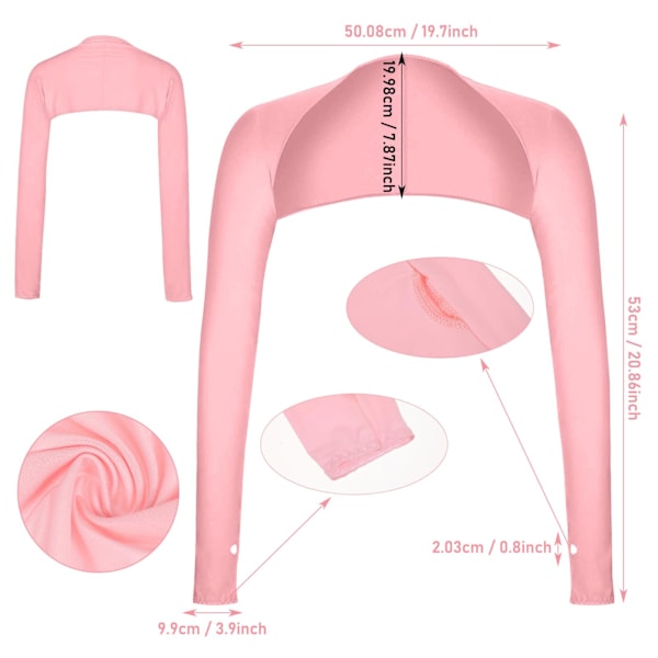 2-delad UV-skyddssjal Armärm Kylande sjal Armärm med fingerhål Solskydd Kylare Axelryckning Armar Wrap (Rosa+Grå)