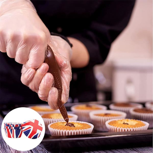e Blå Union Jack Cupcake Cases, 100 stk. Mini Kings Coronation Bagekopper, Små Papir Muffinskopper Cupcake Liners Muffin Cases til King Charles Coro Auk