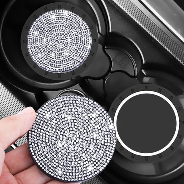 2 stk. 7 cm / 2,75 tommer Bling Bilunderlag, Koppholderunderlag Glitter Bilunderlag Koppmatter Krystalltilbehør for Damer og Jenter