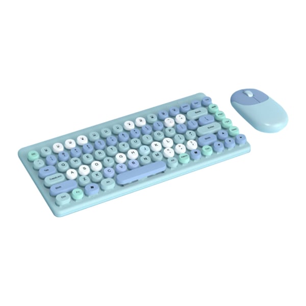 Trådløst tastatur og mus-kombinasjon, for Window/iOS/Linux PC-nettbrett, passer for arbeid, skriving, reiser, møter (blå)