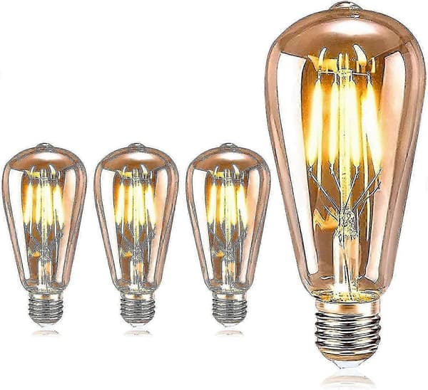 4 stk. Edison retro lyspærer, retro lyspærer LED dekorative lyspærer, E27-ST64-8W