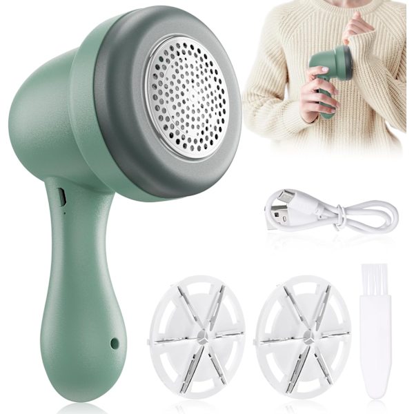 Tyg Rakapparat, Bärbar Ludd Remover med 2 Utbytbara Blad, USB Laddningsbar Fluff Remover Bobble Remover för Kläder Tyg, Blå Mldmquk08312