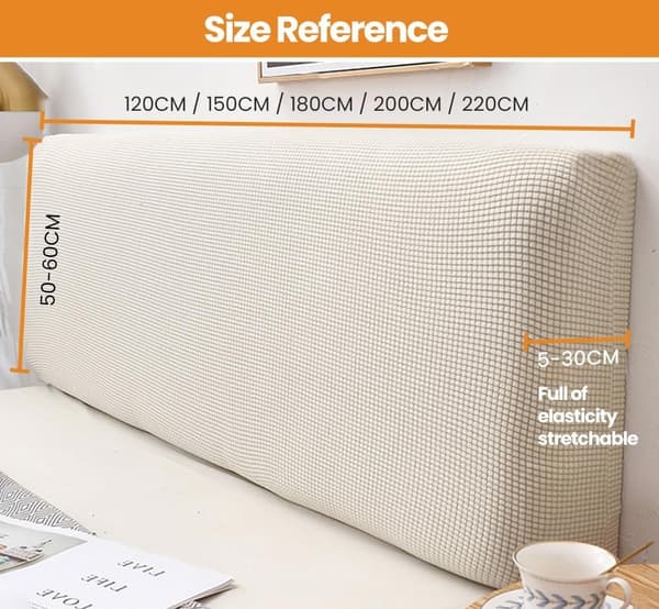 Headboard Cover for Single Bed, Polar Fleece Dustproof Headboard Cover, Stretchable Headboard Protector (Black, 150cm)