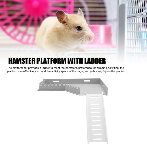 Hamsterplattform, Multifunksjonell Liten Dyreplattform med Stige, Sprøytestøpt Plastburplattform for Rotte, Gerbil og Dverg Hamster yellow
