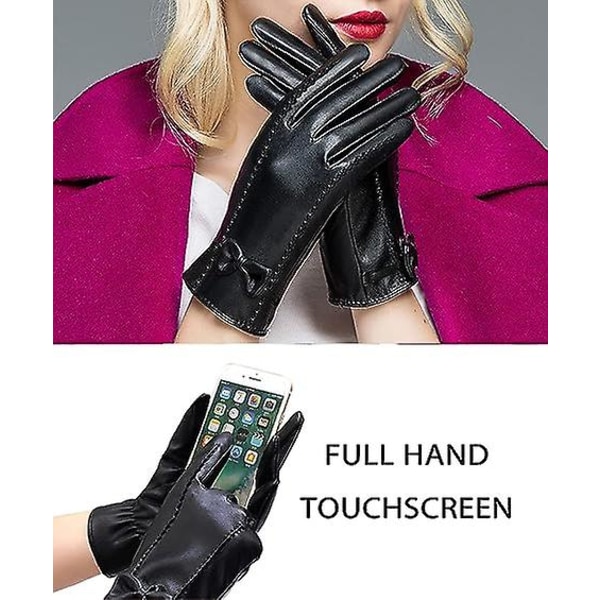 Vinterhandskar PU Dam Touch Screen Varma Fleecefodrade Faux Läder Vantar Vattenavvisande för Damer Snygg Present