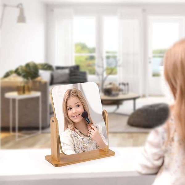 Makeup Spejl - Rektangulært - Transparent Træ - 360 Grader - Holdbart
