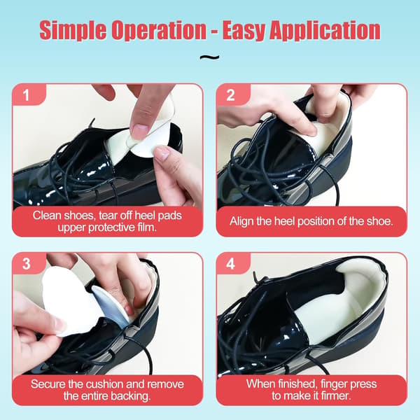 2 Pairs Heel Inserts - Non-Slip Stabilizer, Durable Adjustable Insoles, Perfect Fit, Provides Comfortable Heel Support for Shoes