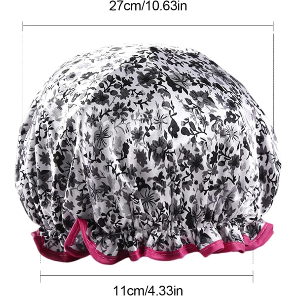 Shower Cap Reusable Bath Cap, Double Thickening Waterproof Shower Cap (Flower)