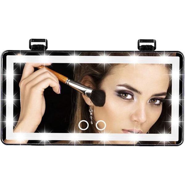 Bilsolskjerm LED-sminke speil, oppladbar bilsminke speil med LED-lys for bil lastebil SUV bakspeil sol, skygge kosmetisk speil med til 0.2(L)*5.3(W)*0.4(H) inch