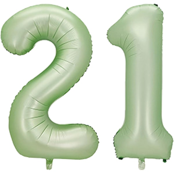 Nummerballonger, fargerike heliumballonger til bursdag, selvblåsbare tallballonger, folieballonger til bursdagsfest, nyttårsdekor Olive-g #21 Large