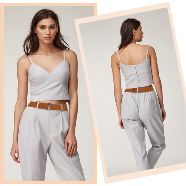 Osynliga bälten för kvinnor, stretchbälte för kvinnor, justerbart elastiskt bälte med platt spänne, inga synliga midjebälten för jeans, byxor, klänningar Brown