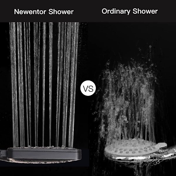 Brusehoved med højt tryk med 6 spraytilstande, Power Shower Head, Stor vandbesparende brusehoved sort Black Shower Head Silver Shower Head