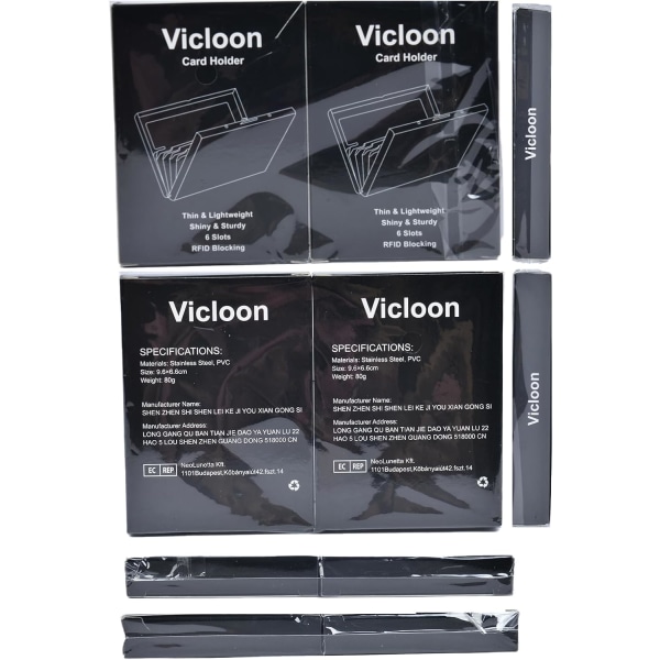 Kortholder i rustfrit stål, 2 stk. visitkort med RFID-blokeringsteknologi, cool slankt metal visitkortholder - 6 slots til dine kort Money 2PCS