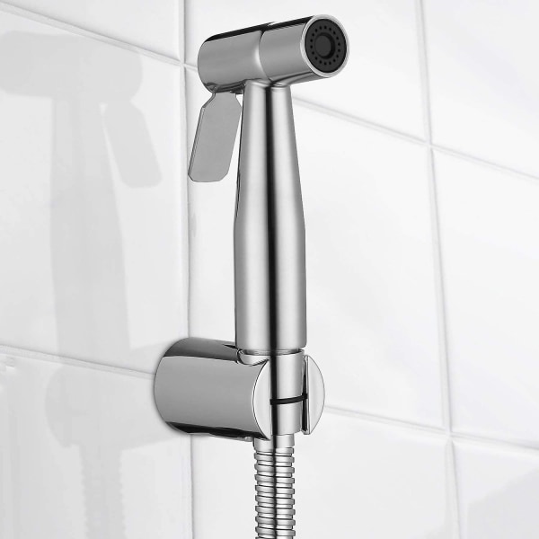 Håndholdt bidet-sprayer, rustfrit stål børstet nikkel spray kit, badeværelse stofble rengøringsmiddel, bærbar rustfri brusehoved