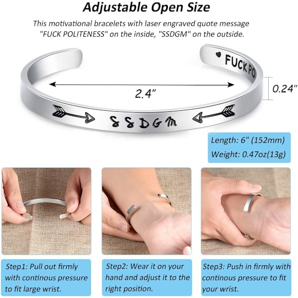 Vänskapsarmband för kvinnor - Inspirerande vänskapspresenter till bästa vän, motiverande manschettarmband för systrar, mamma, lärare, presenter 1SSDGM