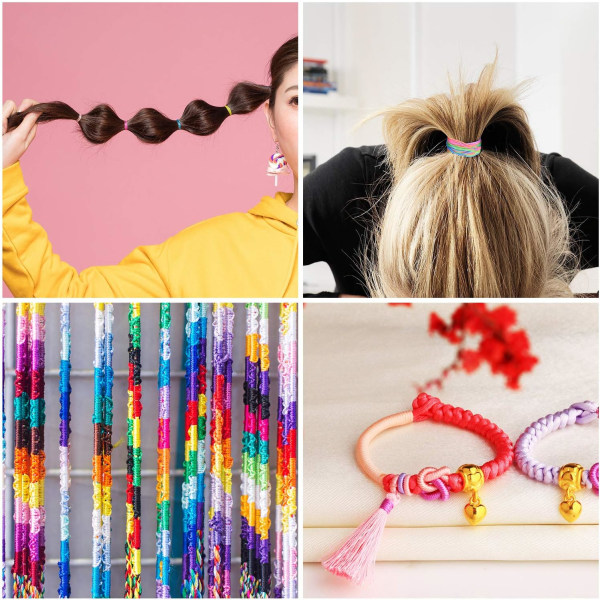 Snor, Perletråd, Regnbuefarvet Elastisk Snor, Stof Kunsthåndværkssnor til Armbånd, Smykker, Halskæde, Kunsthåndværk, Flettet Hår T Multicolor
