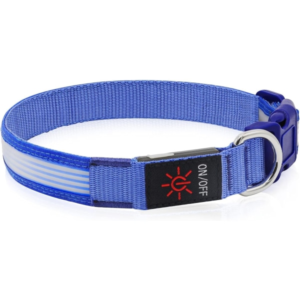 Ljus upp hundhalsband, laddningsbart LED-hundhalsband, justerbart reflekterande hundhalsband säkerhetsljus på natten för valp, små, medelstora och stora hundar ( Item 2 Blue Large