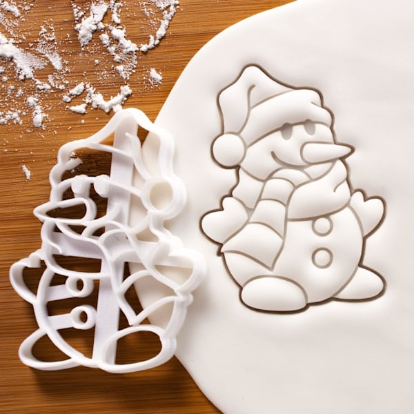 Snögubbe Pepparkaksform - Detaljerad Kakform för Bakning och Hantverk, Perfekt för Marsipan, Deg, Lera White