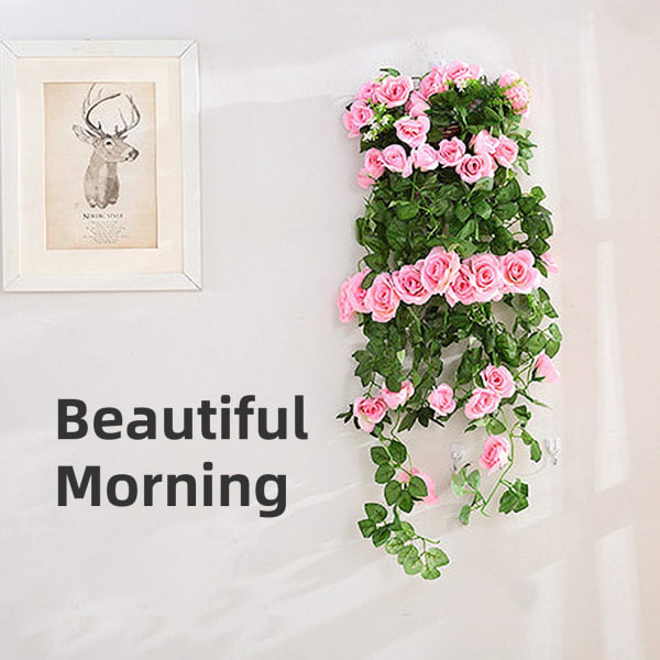 2 stk. Kunstige Rose Blomster Kunstige Hængende Kurv Plante Vinstok Falsk Silke Hængende Blomst til Have Væg Hegn Bryllup Balkon Udendørs Indendørs Hom A Purple