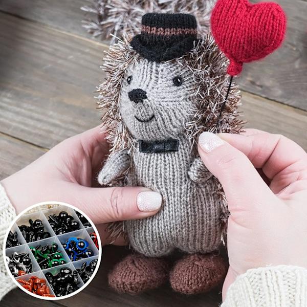 600 st plast säkerhetsögon och näsor för Amigurumi virkning hantverk dockor stoppade djur och nallebjörn, flera färger och storlekar (Ø 6~14mm)