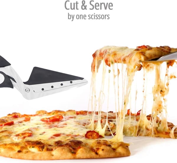 Pizzasaks Kutter Rustfritt Stål Pizzaspade Skjærer Pizzakutter med Mykt Grephåndtak