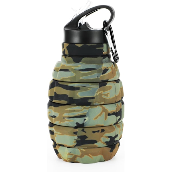 18 oz Sammenklappelig Rejseflaske, Genanvendelig Silikon Sammenklappelig Vandflaske til Kontor, Skole, Fitnesscenter, Camping, Vandreture, Bærbar Lækagesikker Sportsflaske Desert Camouflage