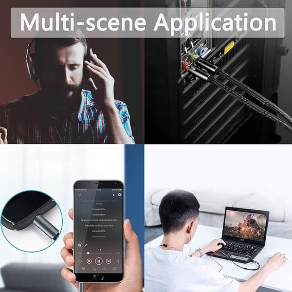 3,5 mm Stereo Lydjack Adapter, Headset Mikrofon Y Splitter Adapter, til PC PS4 Xbox One Computer, Hovedtelefoner-0,5m