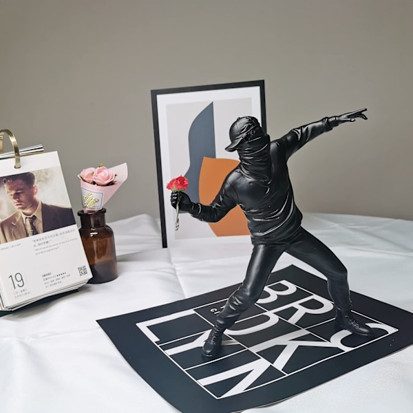 Figurskulptur, Dekorativa Figurer, Blomsterpojke Staty, Dekoration Vardagsrum, Abstrakt Skulptur, Heminredning, Modernt Vardagsrum (Svart)