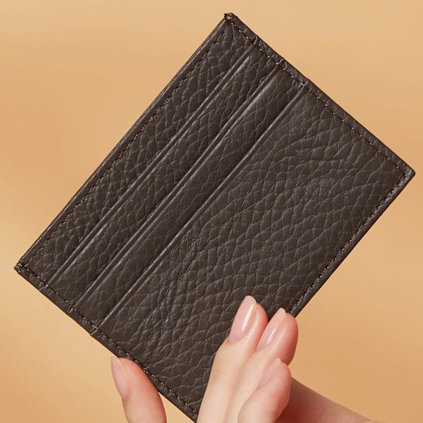 Äkta läder korthållare 7 kortplatser Minimalistisk Ultra tunn för jacka, byxor Dark gray