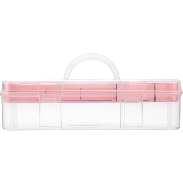 Klar håndverks stablebar oppbevaringsboks med oppbevaringsbrett Plast 7-roms flerbruksbeholder for oppbevaring og organisering av leker, kunst og håndverk Pink