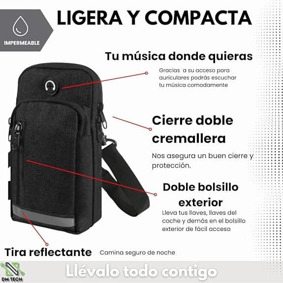 Small Unisex Mobile Phone Shoulder Bag for Men, Waterproof and with Adjustable Strap, Suitable for Shoulder or Waist