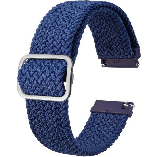 Nylon klokkestropper, justerbare flettede løkkebånd for menn og kvinner, 16mm 18mm 19mm 20mm 22mm 24mm for valg Blue / Silver Buckle 19mm