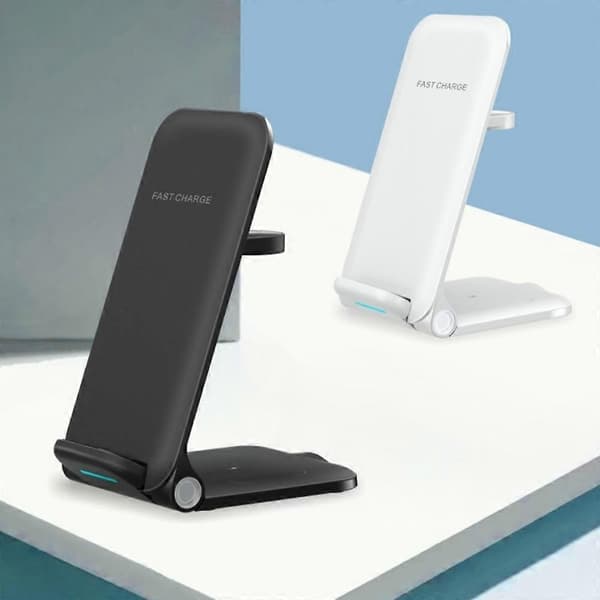 Foldbar 3-i-1 Trådløs Oplader Vertikal Mobiltelefonholder