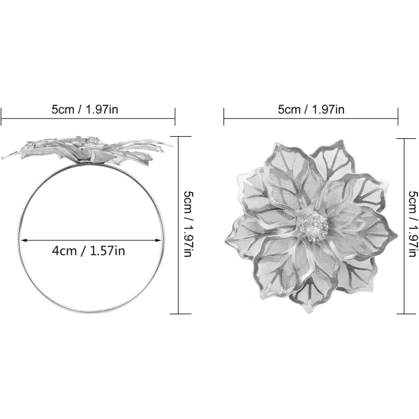 12 stk. sølv servietringe hule blomst legering servietringe