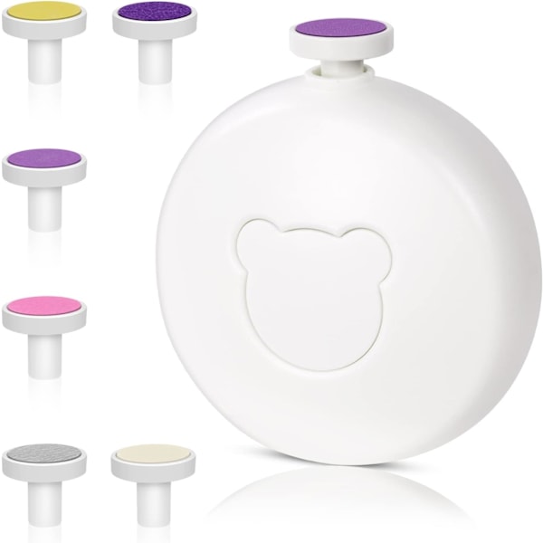Elektrisk nagelklippare för bebis, 6 i 1 batteridriven nagelklippare manikyrset, elektrisk nagelklippare för baby nagelklippare elektrisk trimning polering White