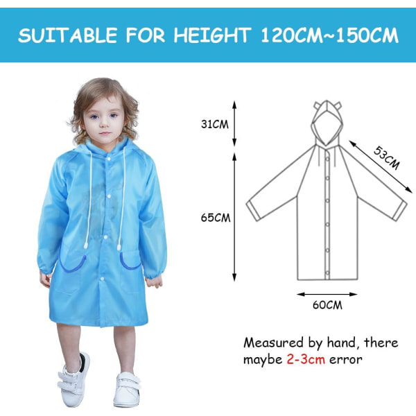 Bærbar regnfrakk, regnponcho vanntett med hetter og ermer, gjenbrukbar regnresistent poncho for camping, nødsituasjoner, reiser Kids Bear Raincoatblue *1