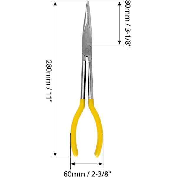 Långräckviddiga nåltång, Långräckviddiga elektroniktänger, Raka tandade käftar, 11 tum / 280 mm Straight Nose Pliers