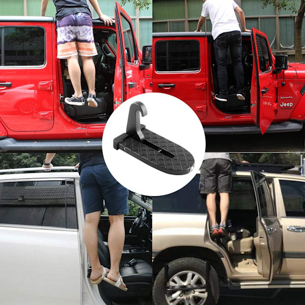 rstep Fotsteg Fällbar Stege U-formad Krokh Pedal Lätt Tillgång till Taket med Säkerhetshammarfunktion Biltillbehör för SUV, Husbil, Terrängfordon Black