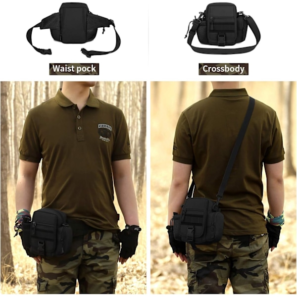 Taktisk Midjeveske Militær Midjepakke Molle Bumbag Beltepakke for Utendørs Gåing Løping Vandring Camping Klatring Trekking Blacks