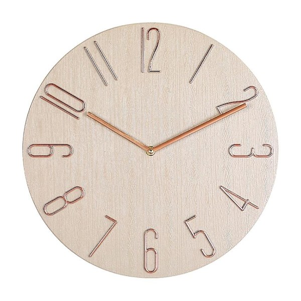 Enkel Väggklocka 30 cm Vardagsrum Hem Väggklocka Mode Sovrum Väggklocka - Beige